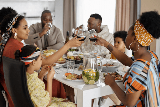 A family having a meal together