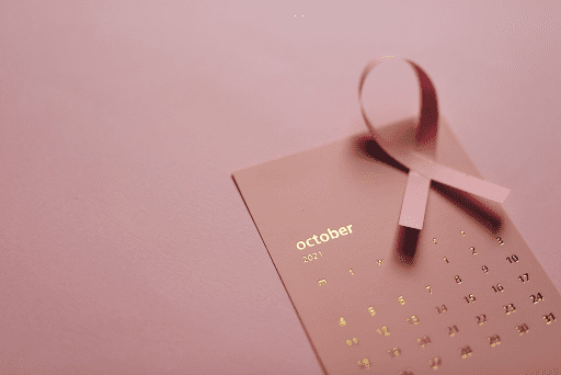 Pink ribbon on an October calendar